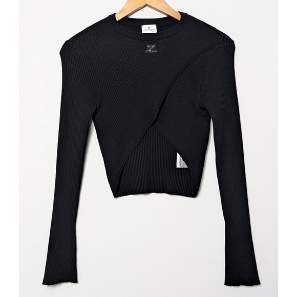 COURREGES Logo Sweater Black Large - Picture 7 of 11